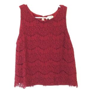 2/$15 Monteau - Red Lace Sleeveless Blouse Top – Size M